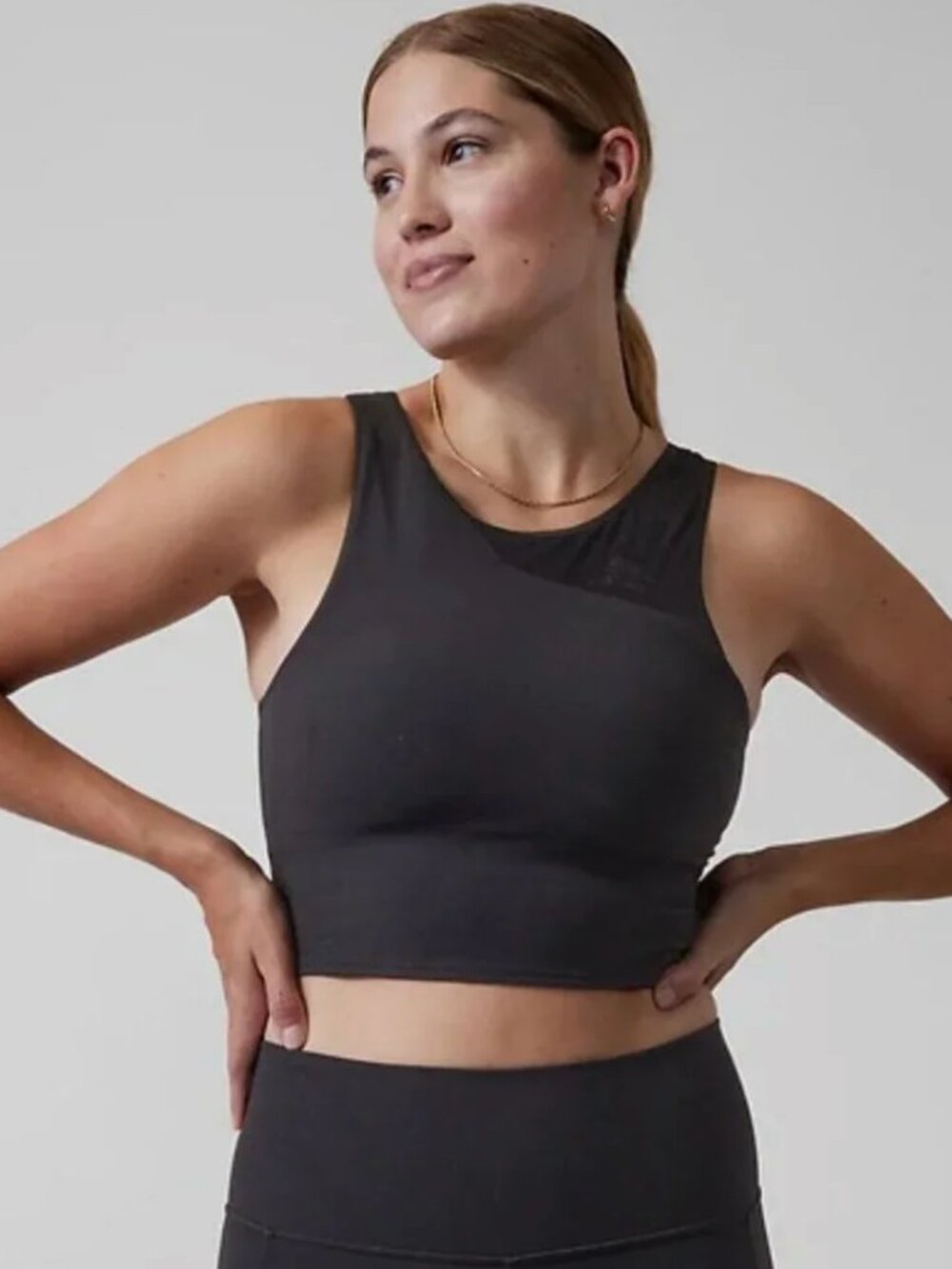 Athleta Conscious Crop Lace Women's Black Sport Bra Yoga Gym Run